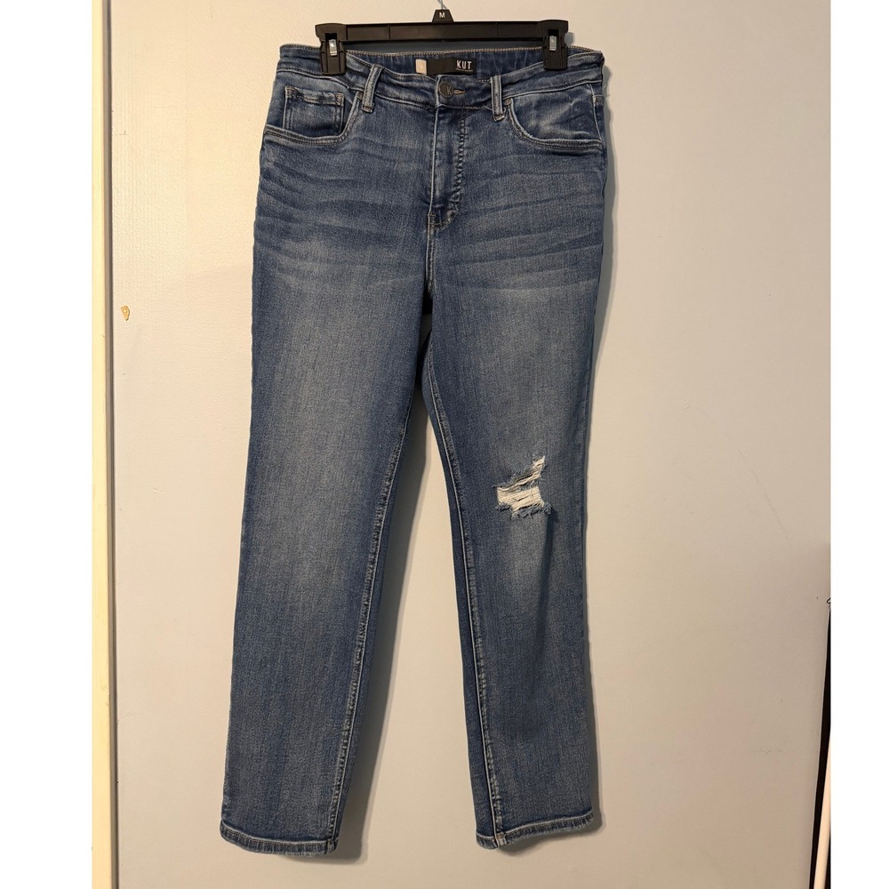 Kut from the Kloth Women's 8L Medium Wash Distressed Straight Leg High Rise 2116